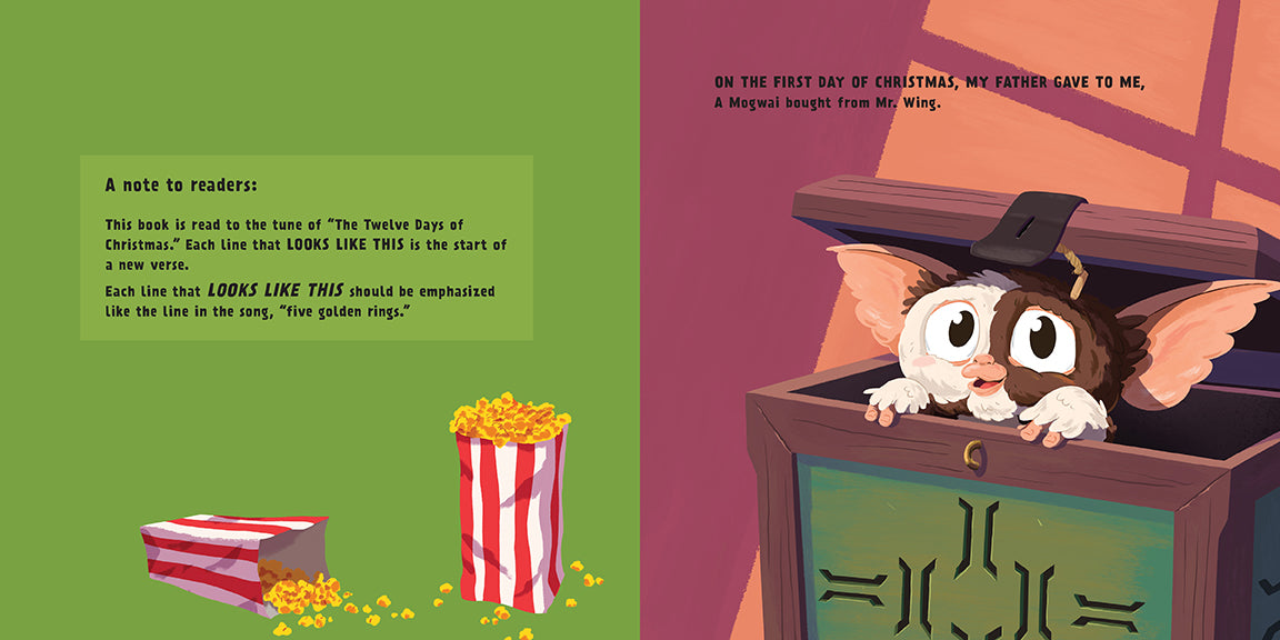 Hardcover of Gremlins: Gizmo's 12 Days of Christmas by Insight Editions featuring colorful cover art with Gizmo the Mogwai.