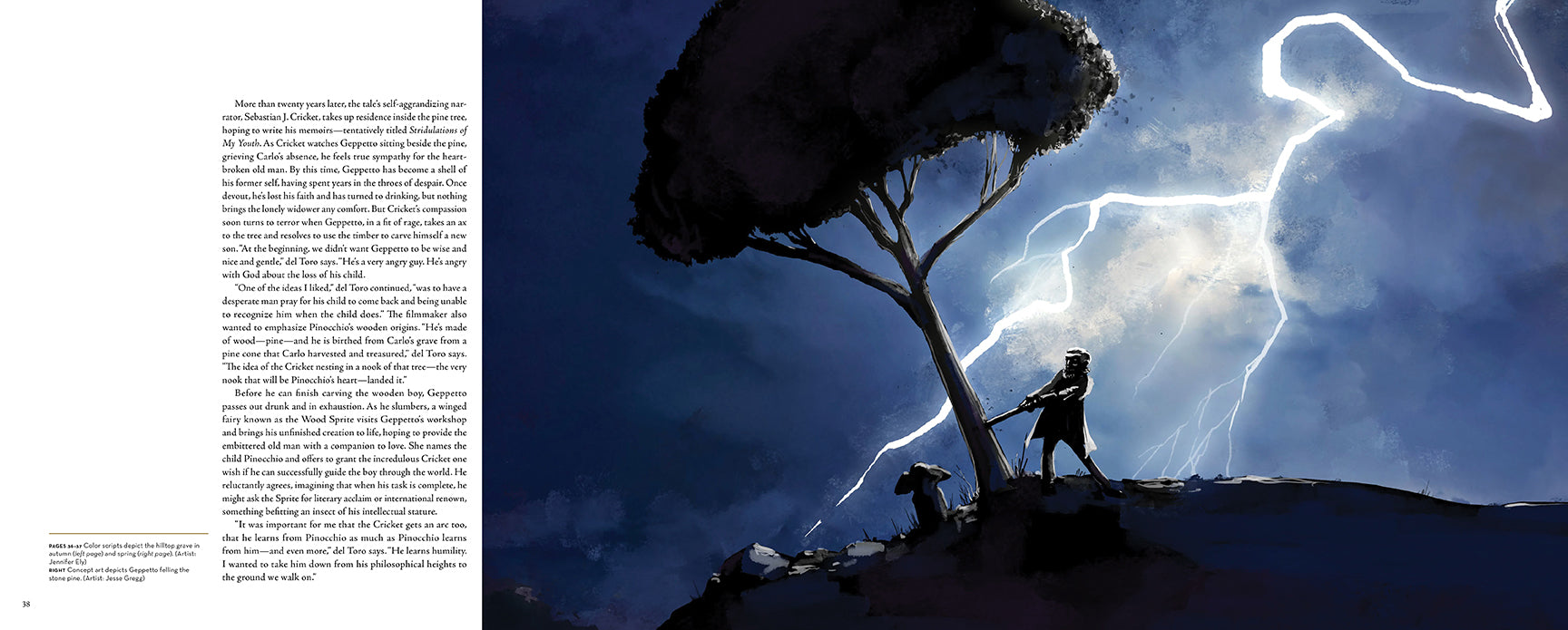 Hardcover book of Guillermo del Toro's Pinocchio by Insight Editions, featuring detailed cover art and textured pages.