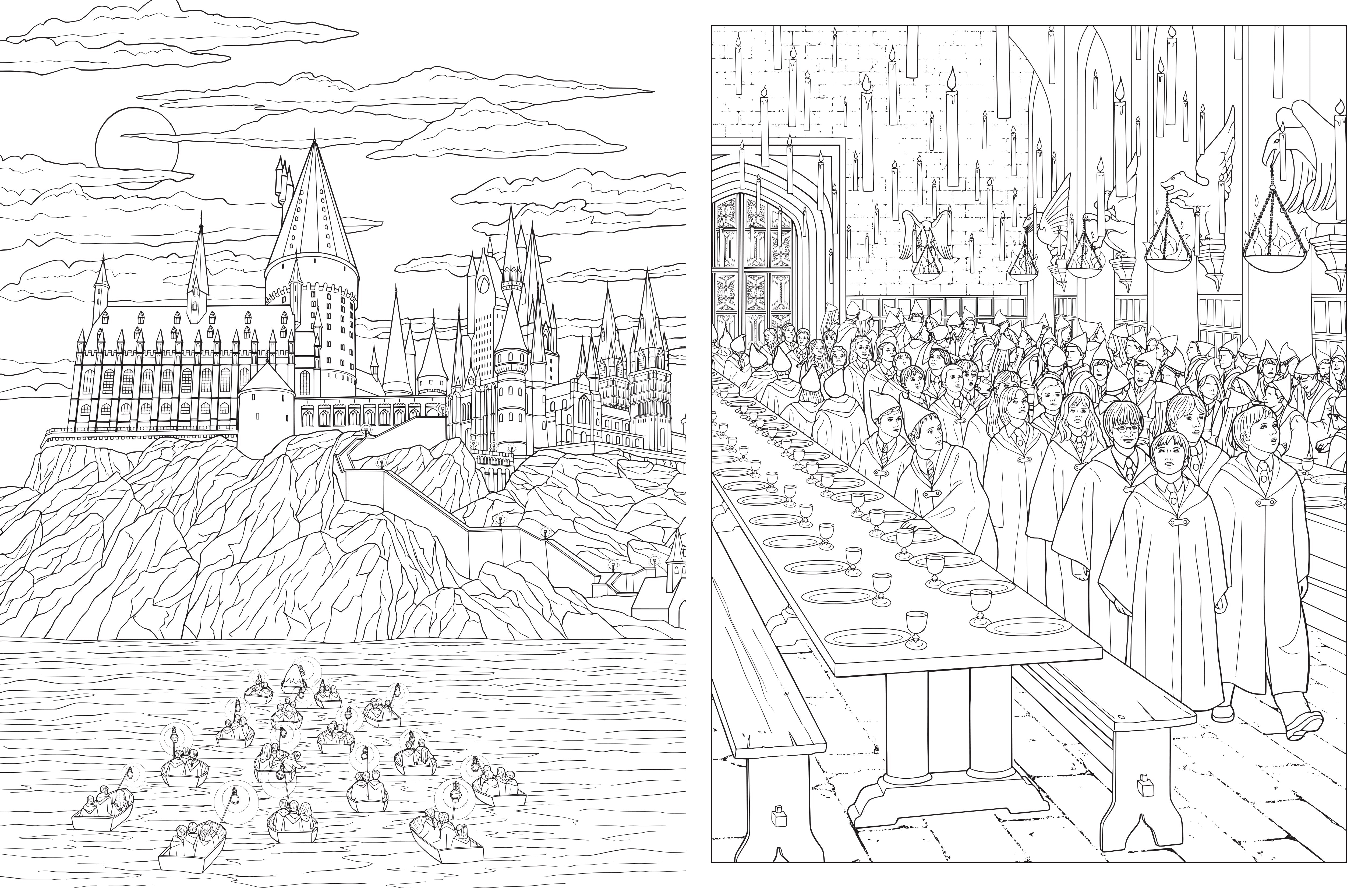 Hardcover Harry Potter: An Official Hogwarts Coloring Book by Insight Editions featuring magical Hogwarts scenes and detailed illustrations.