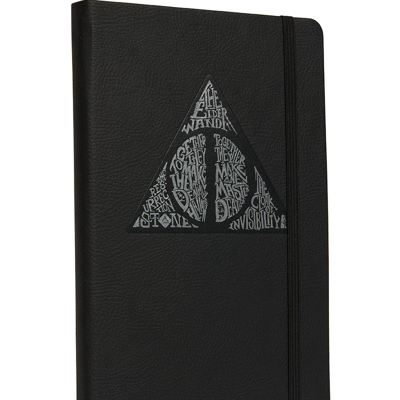 Harry Potter Deathly Hallows hardcover journal with Elder Wand pen set, featuring magical design and themed pages in a collectible set.