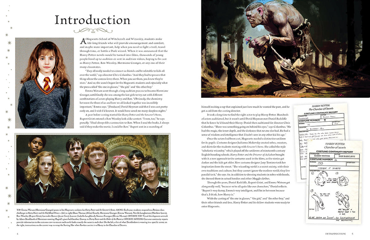 Open hardcover of Harry Potter: Film Vault Volume 4 by Insight Editions, showcasing detailed interior pages and film memorabilia.