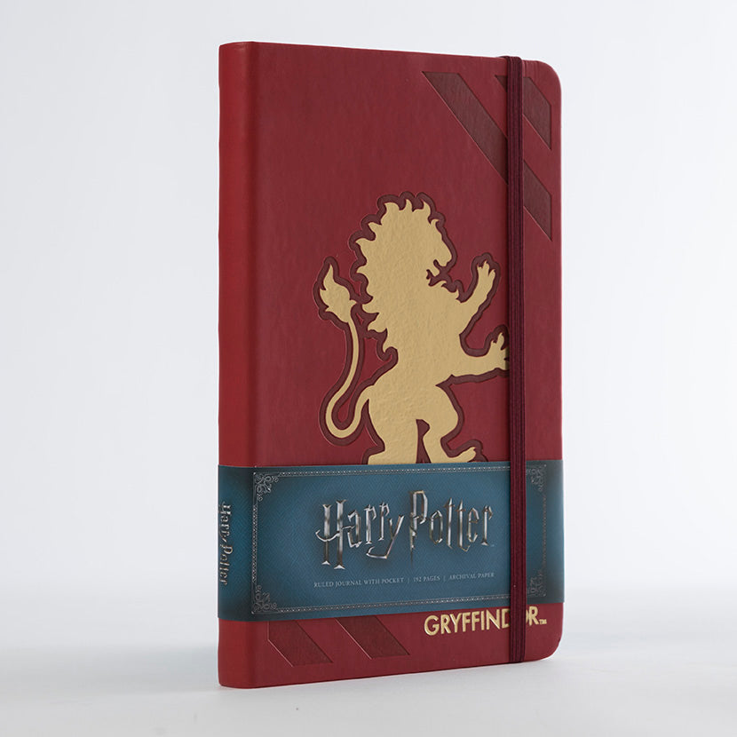 Gryffindor hardcover ruled journal featuring Harry Potter branding and Gryffindor crest, by Insight Editions.