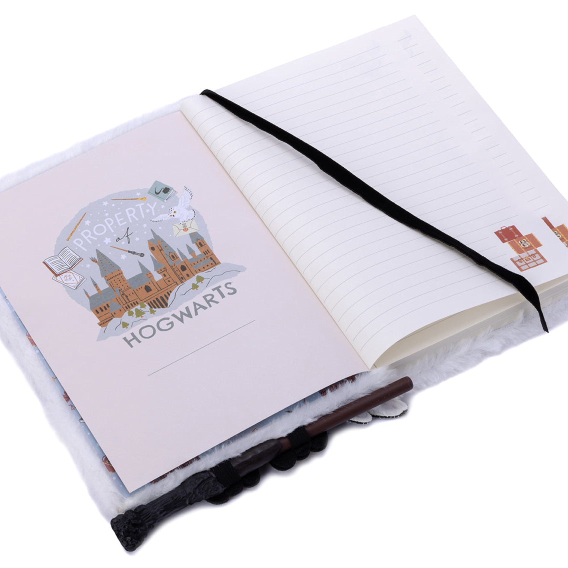 Hardcover Harry Potter Hedwig plush journal by Insight Editions featuring a soft Hedwig owl design and lined pages.