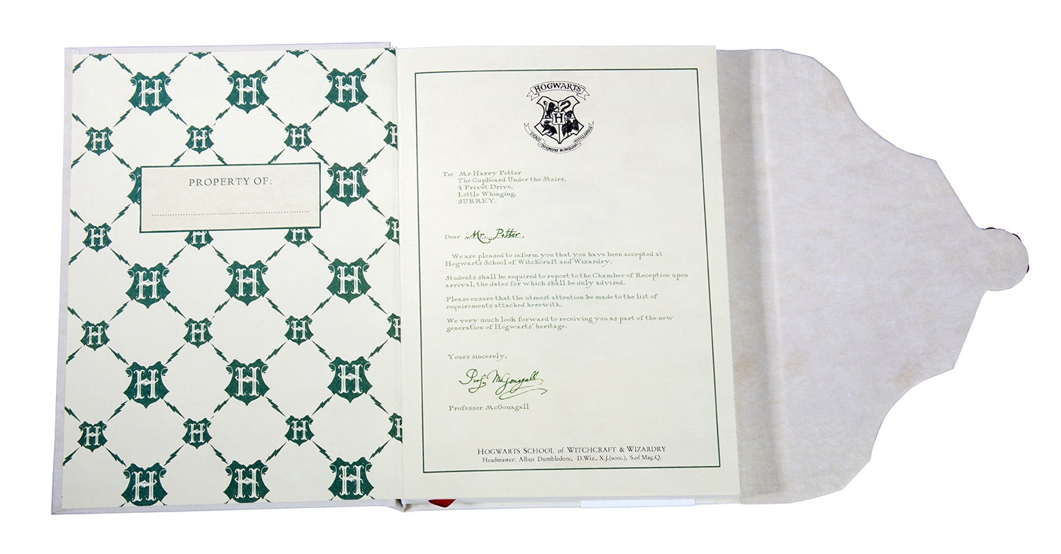 Hardcover Harry Potter Hogwarts Acceptance Letter journal by Insight Editions with ruled pages and magical design.