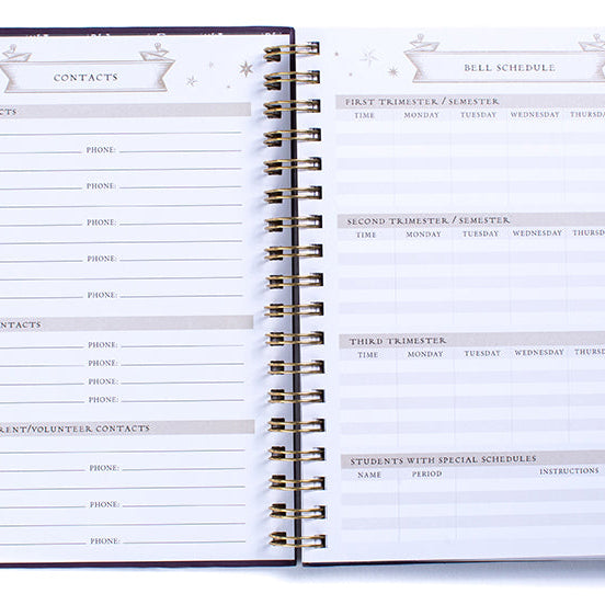 Hardcover Harry Potter Hogwarts Teacher's 12-Month Undated Planner by Insight Editions, featuring magical themed cover design.