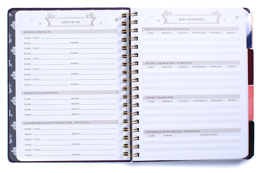 Hardcover Harry Potter Hogwarts Teacher's 12-Month Undated Planner by Insight Editions with wizard-themed cover art.