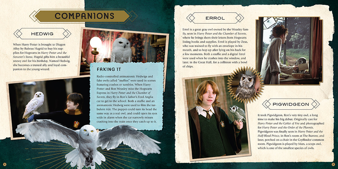 Hardcover Harry Potter: Magical Creatures movie scrapbook by Insight Editions featuring magical creature illustrations and film memorabilia.