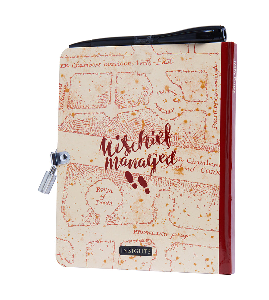 Hardcover Harry Potter Marauder's Map Lock & Key Diary by Insight Editions with detailed map cover design.