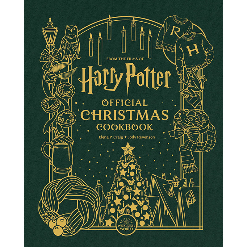 Hardcover Harry Potter official Christmas cookbook by Insight Editions with festive recipes and magical themed pages.
