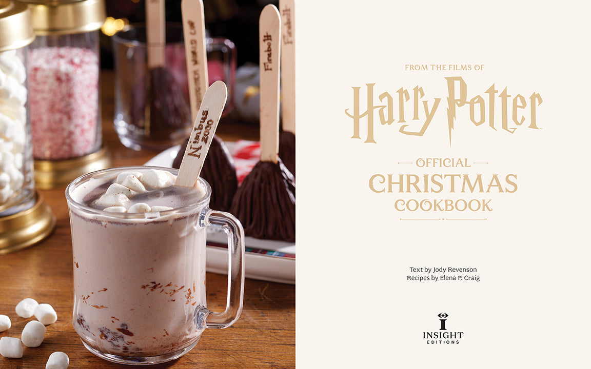 Hardcover Harry Potter: Official Christmas Cookbook by Insight Editions featuring festive recipes and magical culinary delights.