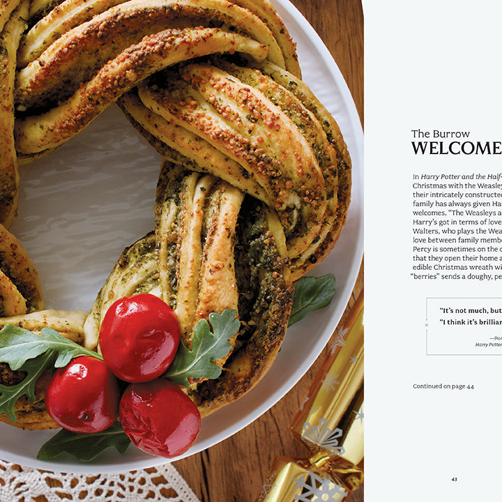 Hardcover Harry Potter: Official Christmas Cookbook by Insight Editions showing festive recipe pages and Harry Potter-themed cover.