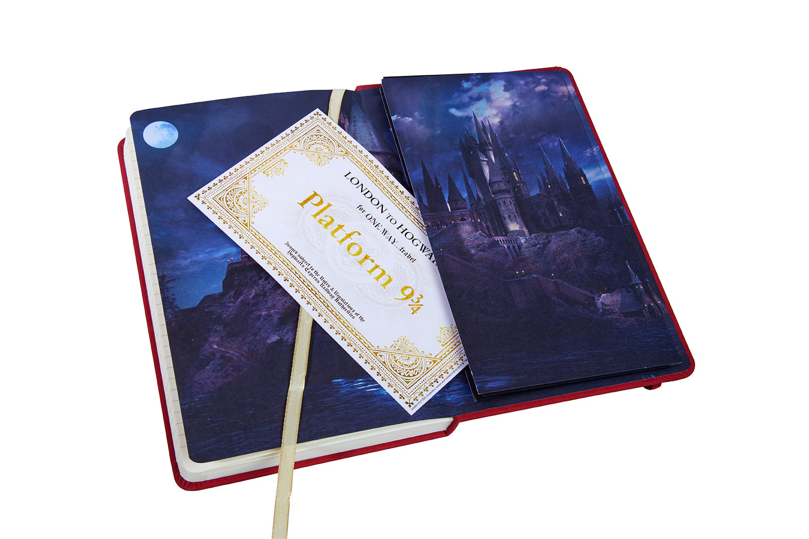 Hardcover Harry Potter journal with Platform Nine and Three-Quarters design by Insight Editions, featuring a detailed magical theme cover.