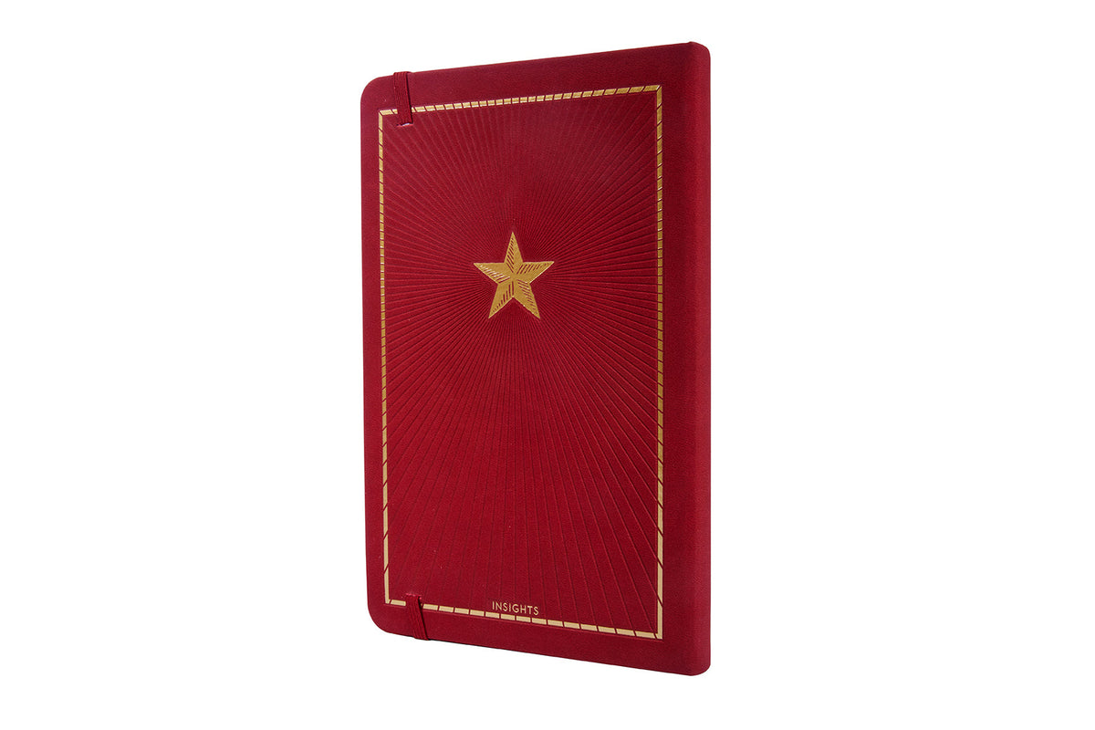 Inside view of the Harry Potter: Platform Nine and Three-Quarters hardcover journal by Insight Editions, showing lined pages and magical design.