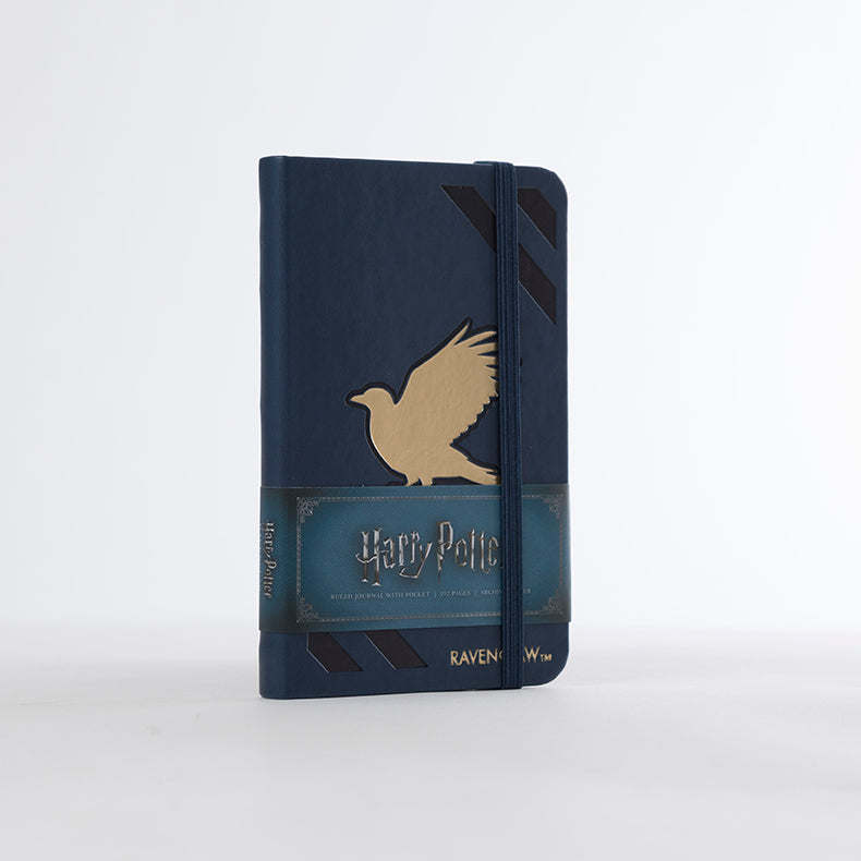 Hardcover Harry Potter Ravenclaw Ruled Pocket Journal with Hogwarts crest and blue cover, by Insight Editions.