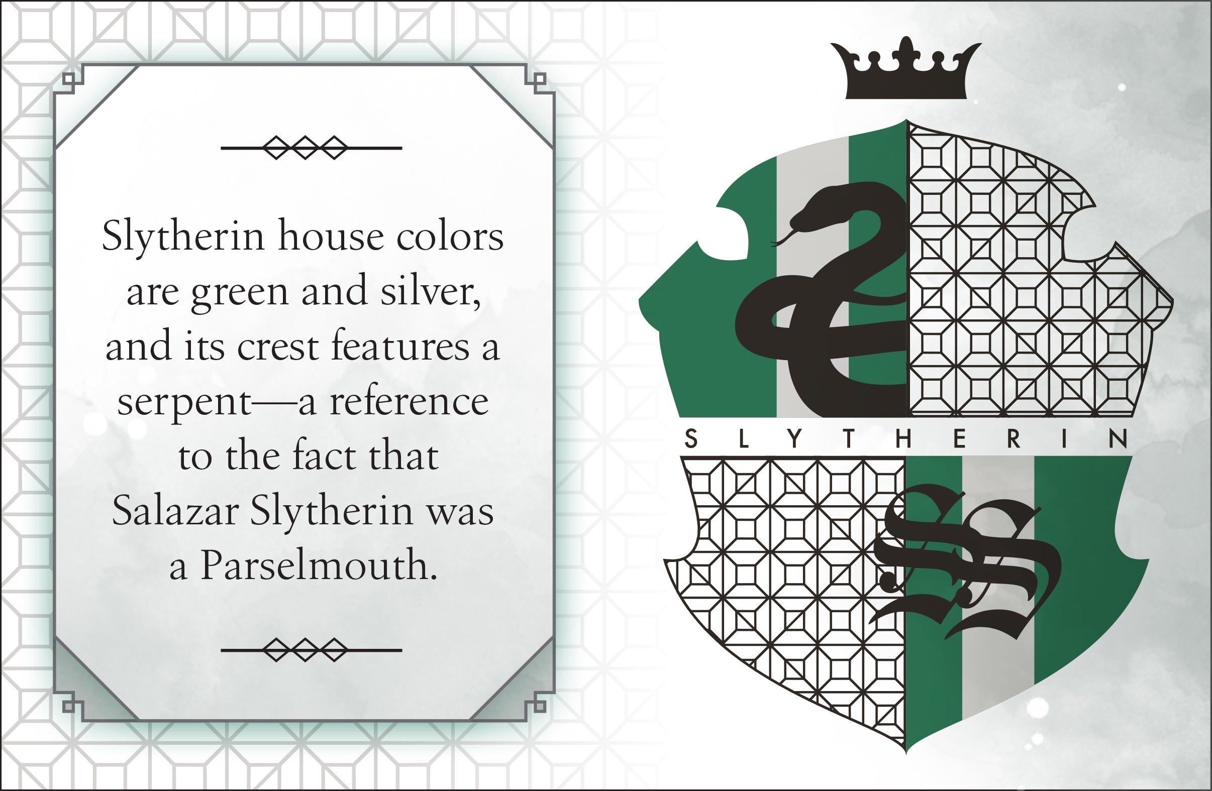 Hardcover Harry Potter Slytherin book by Insight Editions with green cover and Slytherin emblem.