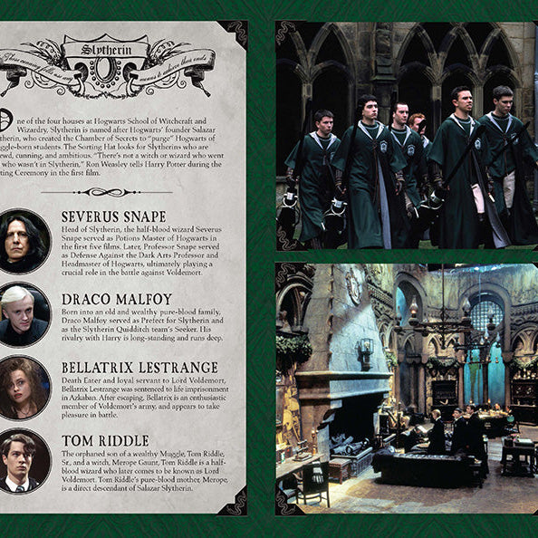 Harry Potter Slytherin hardcover ruled journal with green cover and Slytherin crest, designed by Insight Editions.