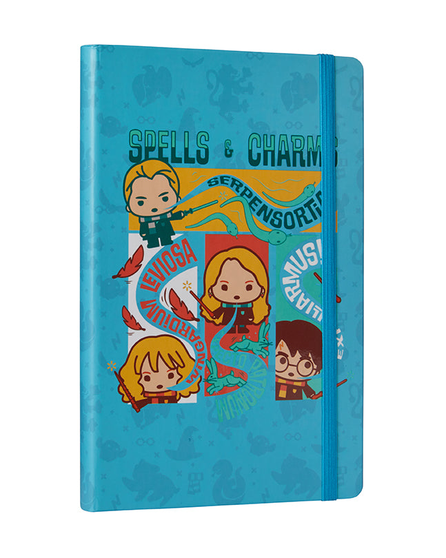 Harry Potter: Spells and Charms hardcover ruled journal by Insight Editions, featuring magical illustrations and lined pages.
