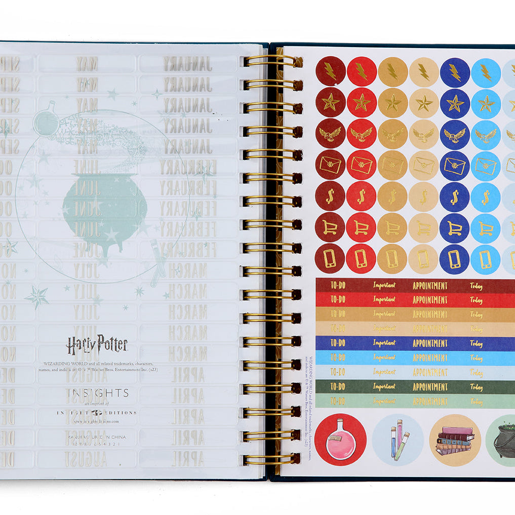 Hardcover Harry Potter Spells and Potions 12-Month Undated Planner by Insight Editions with wizard-themed cover design.