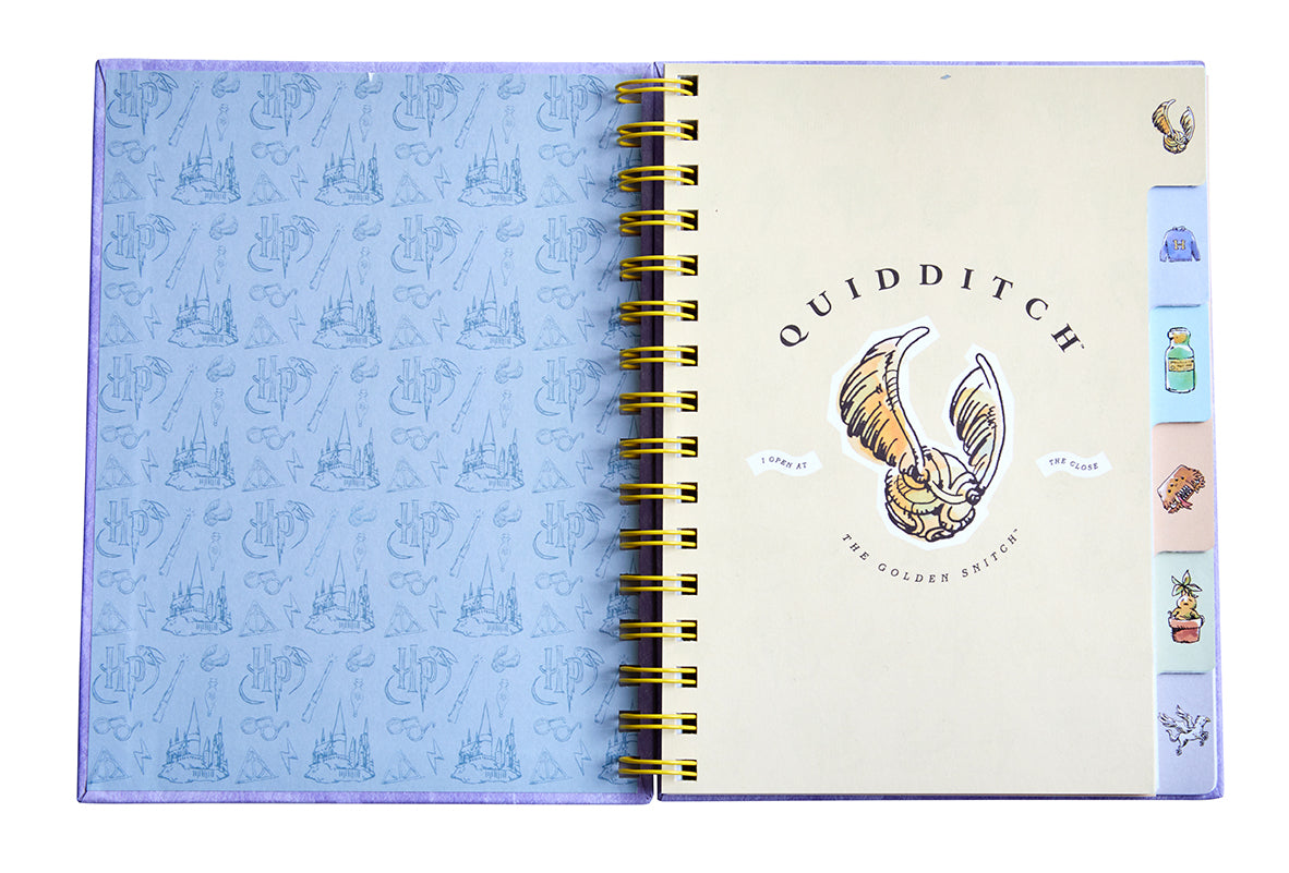 Hardcover Harry Potter spiral notebook by Insight Editions with magical cover design and lined pages for notes.