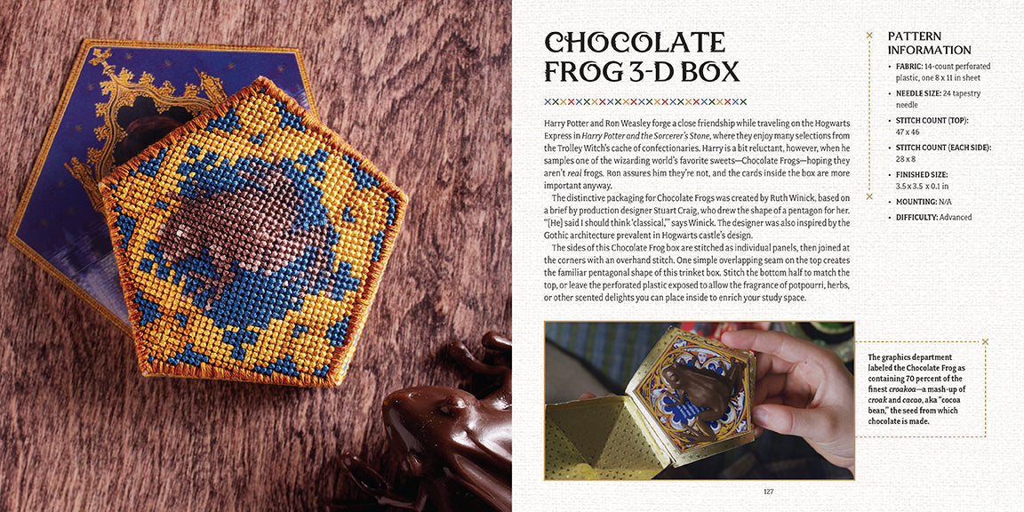 Hardcover Harry Potter: The Official Hogwarts Book of Cross-Stitch by Insight Editions, featuring a magical cross-stitch design on the cover.