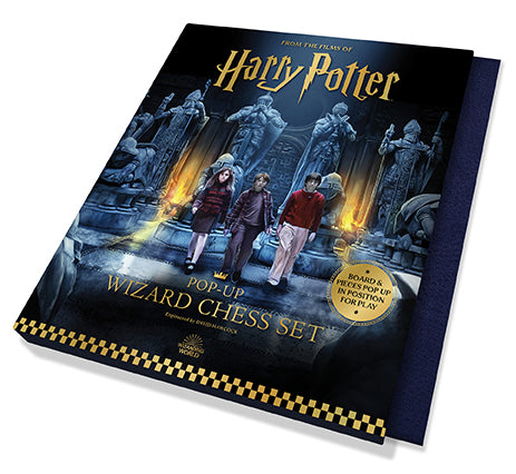 Hardcover Harry Potter: The Pop-Up Wizard Chess Set book by Insight Editions with detailed pop-up chess illustrations inside