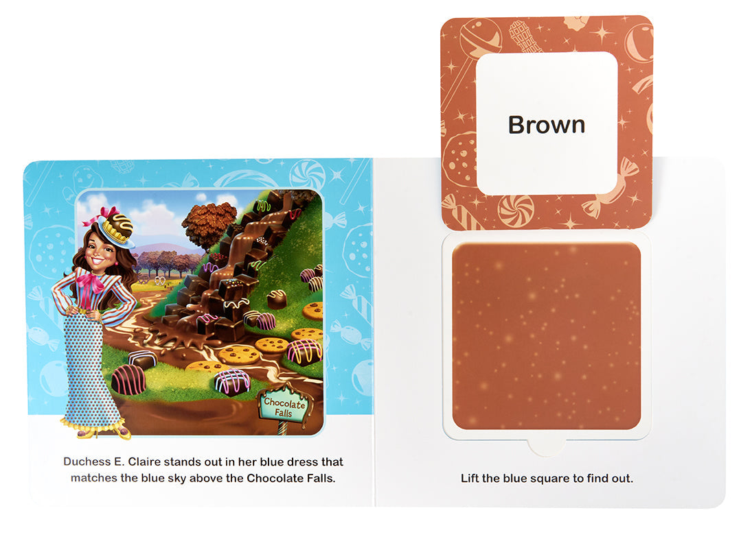 Hardcover book titled "Hasbro Candy Land: Colors" by Insight Editions, featuring colorful illustrations and game themes.