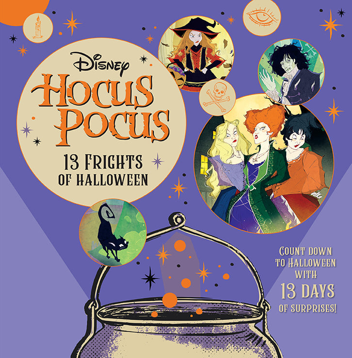 Hardcover book titled "Hocus Pocus: 13 Frights of Halloween" by Insight Editions, featuring spooky Halloween-themed illustrations.