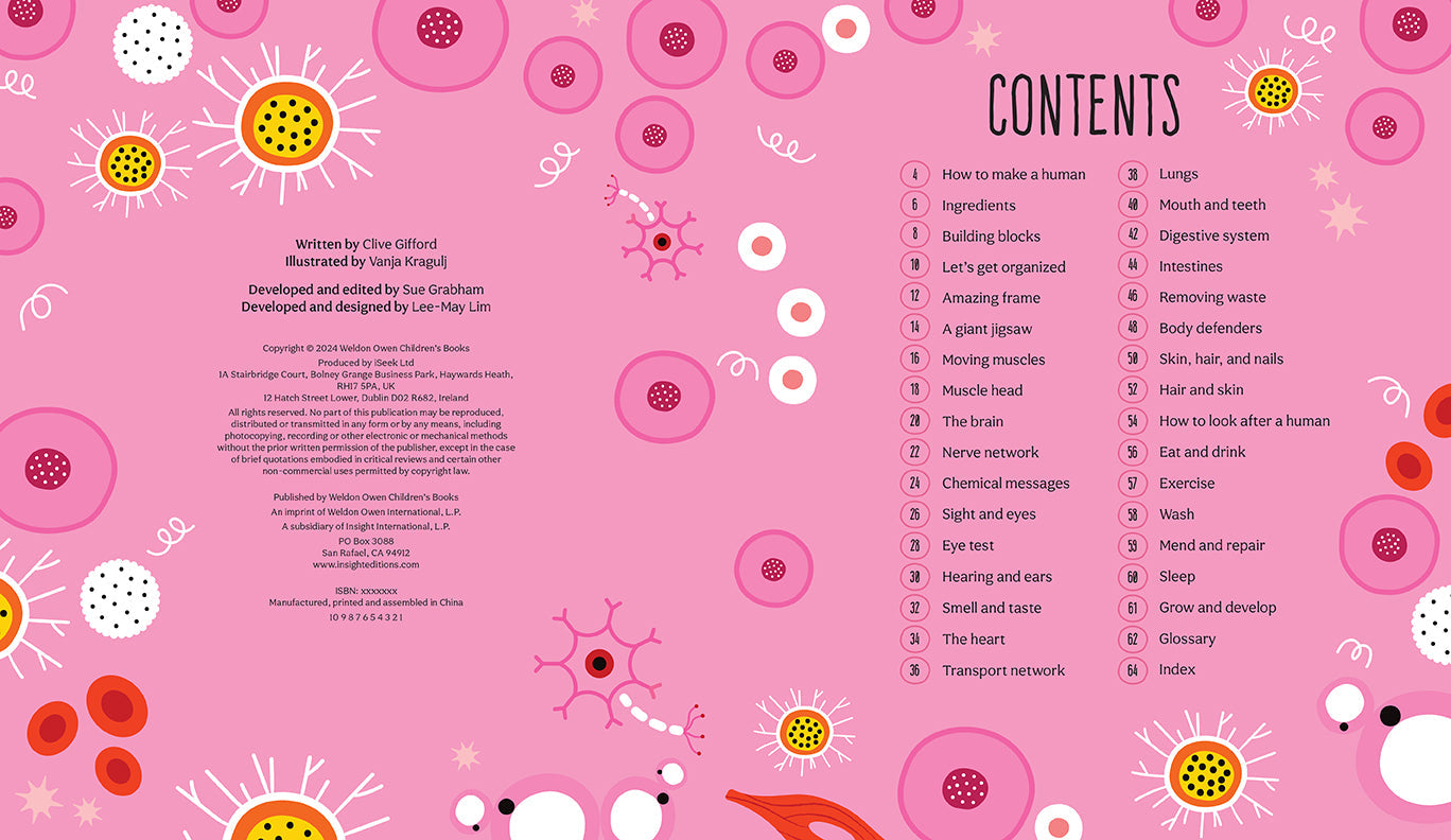 Hardcover book titled "How to Make a Human" by Insight Editions, featuring a colorful, detailed cover illustration.