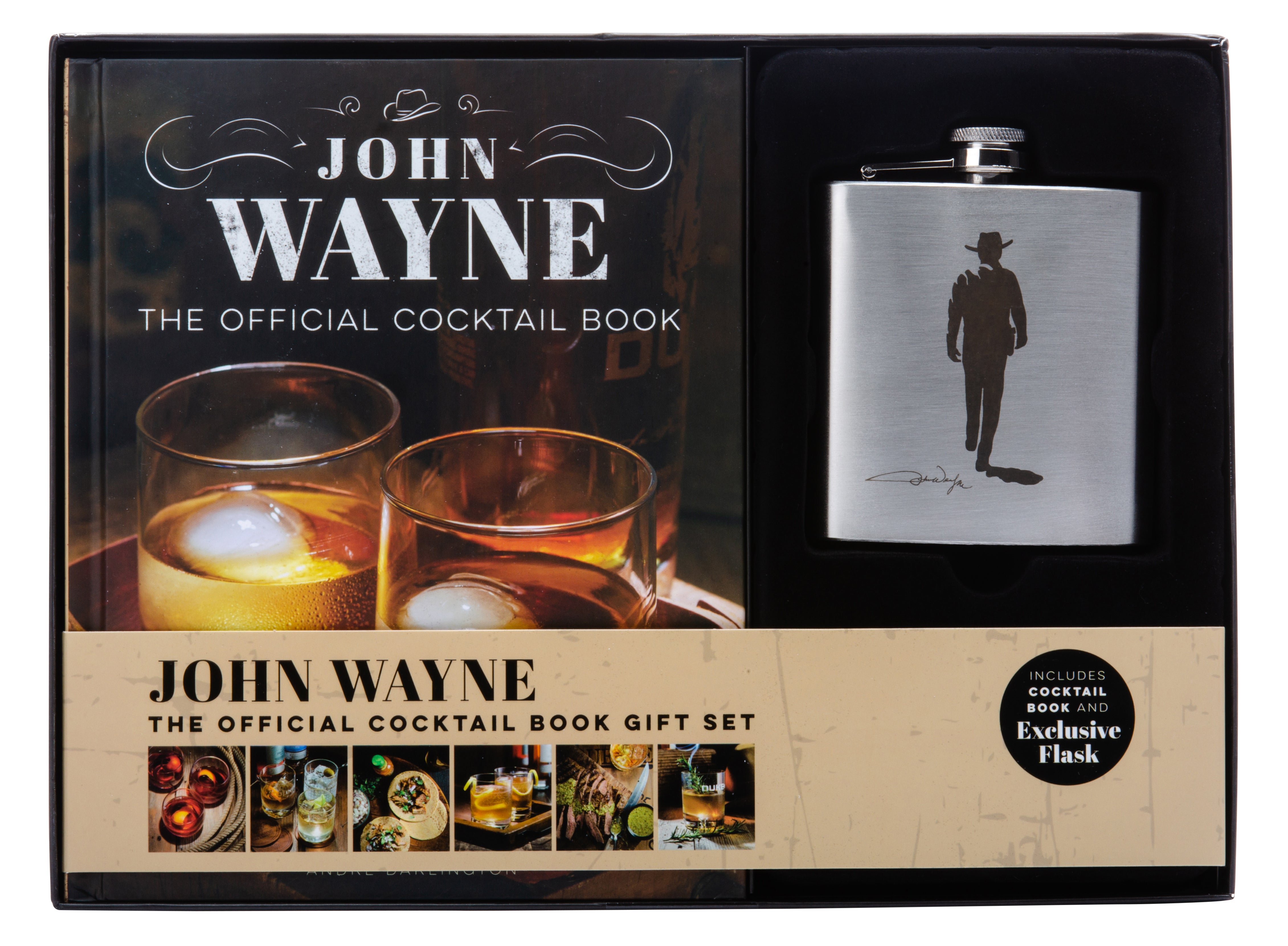 Hardcover of John Wayne: The Official Cocktail Book Gift Set by Insight Editions, featuring vintage-style cover art.