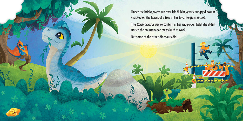 Hardcover book titled "Jurassic World: The Very Hungry Dinosaur" by Insight Editions, featuring a colorful dinosaur illustration.
