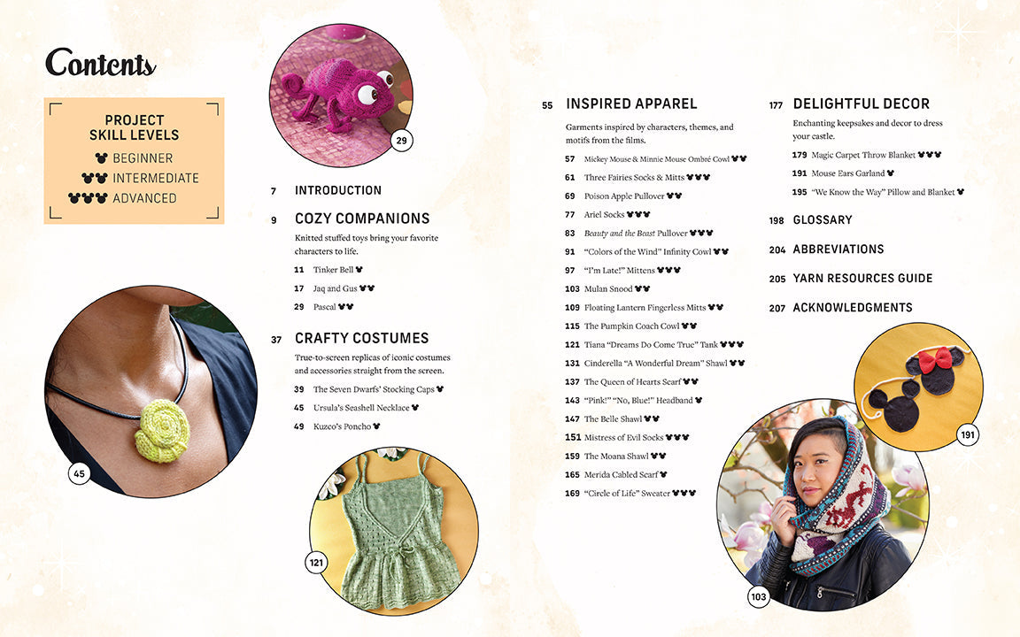 Hardcover book titled "Knitting with Disney" by Insight Editions featuring Disney-themed knitting patterns and illustrations.