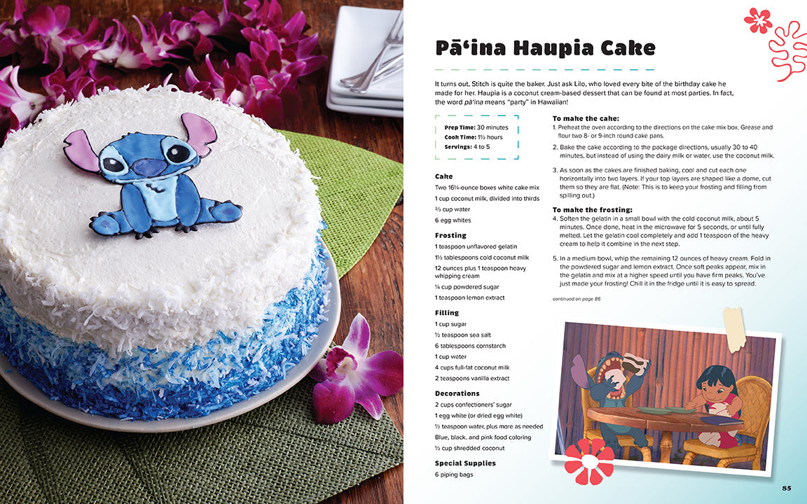 Hardcover copy of "Lilo and Stitch: The Official Cookbook" by Insight Editions with colorful cover featuring characters from the animated film.