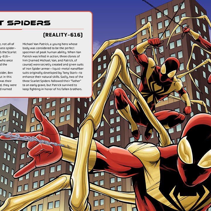 Hardcover Marvel: Illustrated Guide to the Spider-Verse by Insight Editions, featuring colorful Spider-Man artwork and detailed illustrations.