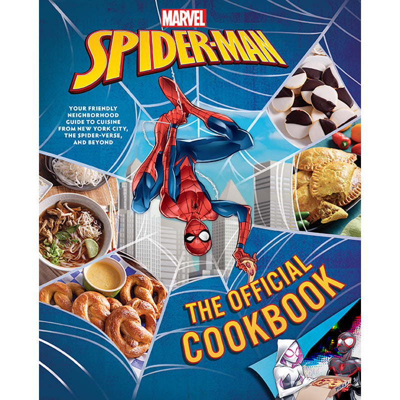 Hardcover Marvel Spider-Man: The Official Cookbook by Insight Editions, featuring Spider-Man themed recipes and colorful cover art.