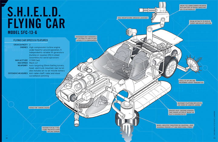 Hardcover book titled Marvel Vehicles by Insight Editions featuring illustrations of various Marvel superhero vehicles.