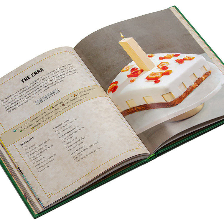 Hardcover Minecraft: Gather, Cook, Eat! official cookbook by Insight Editions with colorful food and Minecraft-themed illustrations.