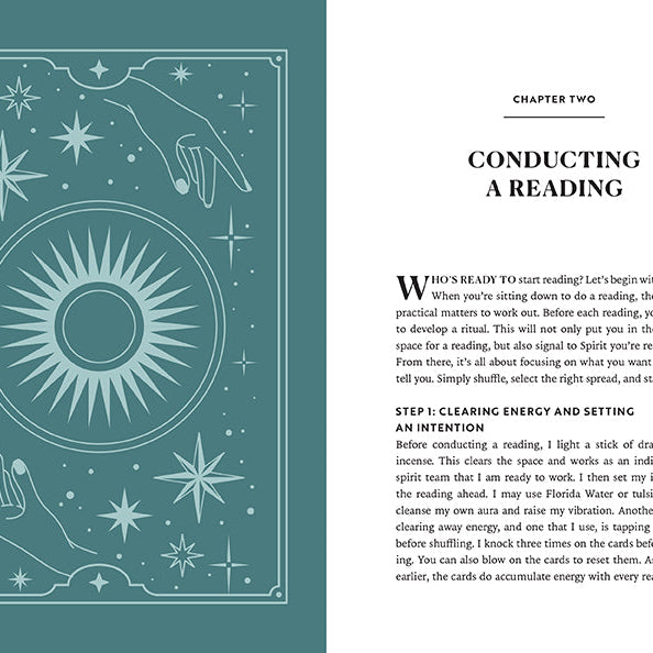 Hardcover Reading Tarot deck by Insight Editions, featuring detailed illustrated tarot cards on the book cover.