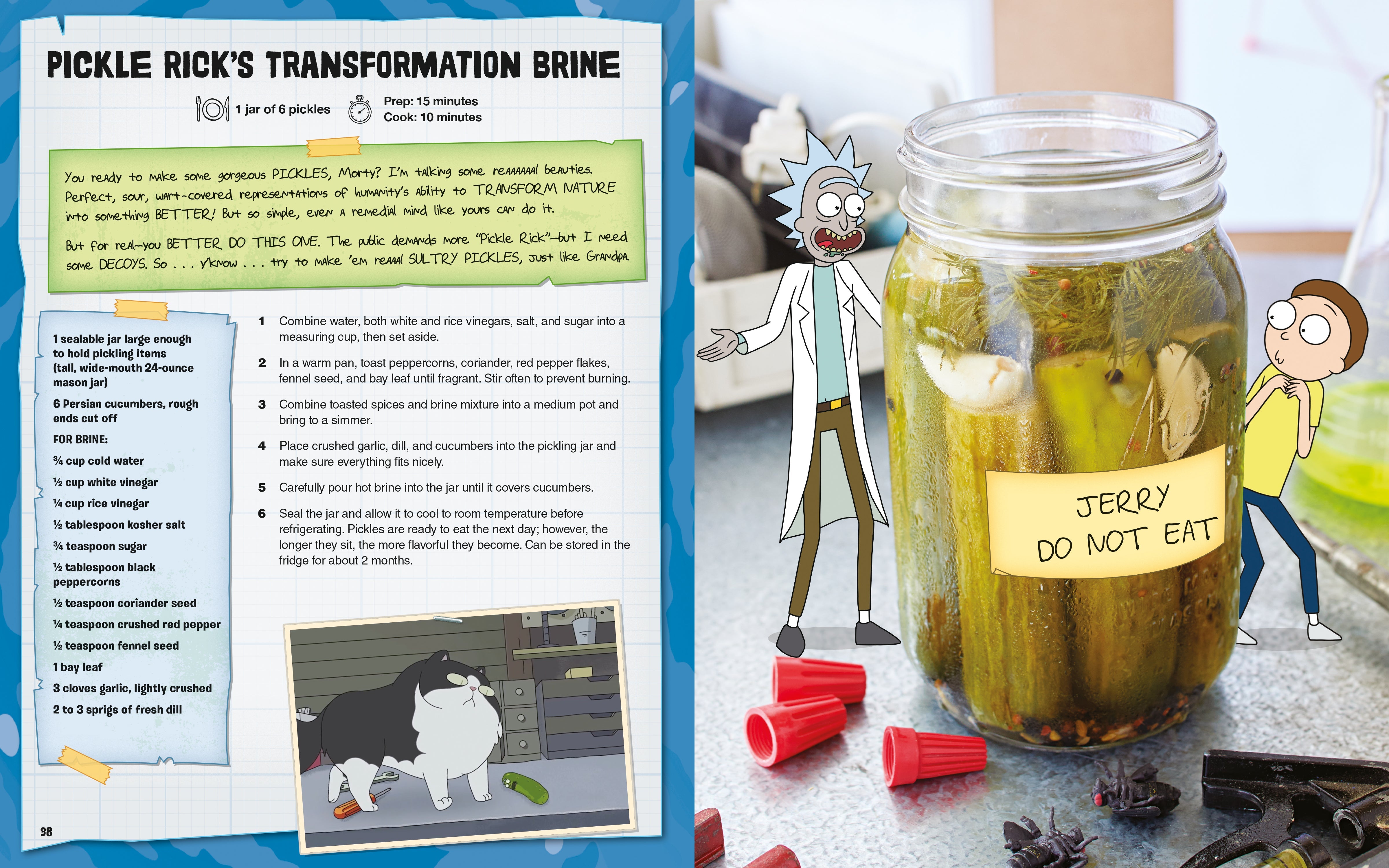 Hardcover of Rick and Morty: The Official Cookbook by Insight Editions, featuring colorful illustrations and recipe pages.