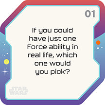 Hardcover Star Wars conversation cards by Insight Editions, featuring 125 themed questions for dinner parties and movie marathons.