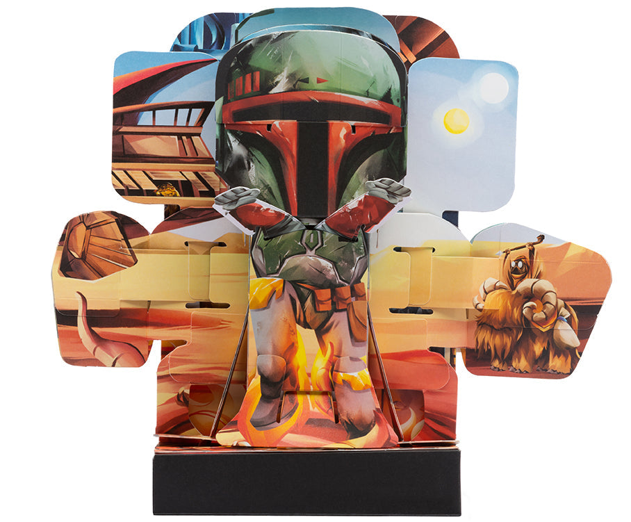 Hardcover Star Wars Flip Pop book featuring Boba Fett, collectible Insight Editions edition with vibrant character artwork.