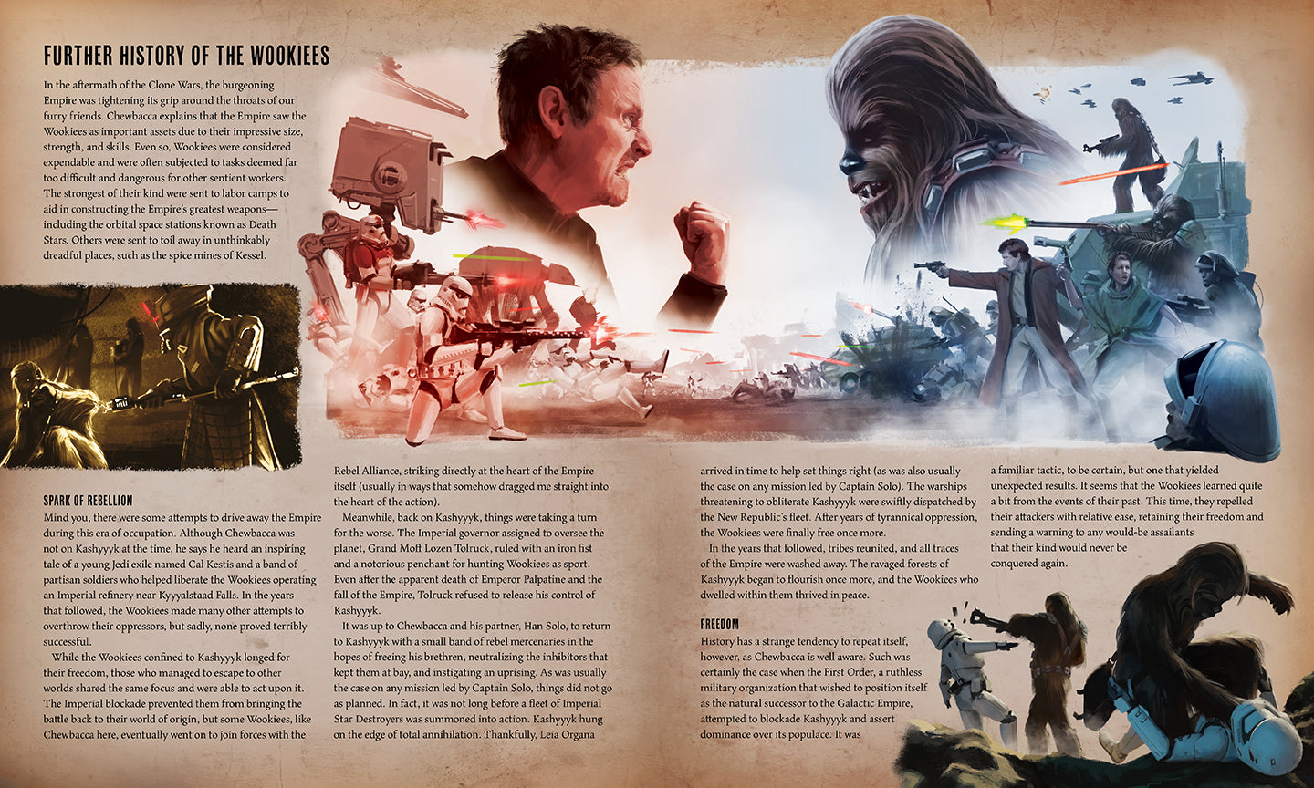 Hardcover book titled "Star Wars: The Secrets of the Wookiees" by Insight Editions, featuring the cover design with Wookiee imagery.
