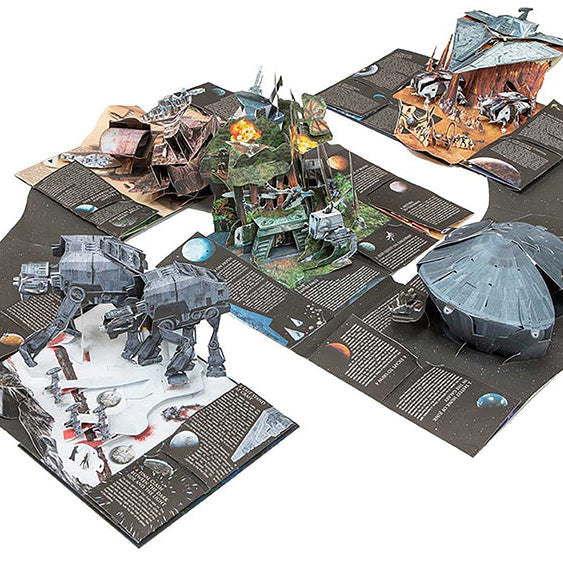 Hardcover of Star Wars: The Ultimate Pop-Up Galaxy by Insight Editions, featuring an intricate pop-up galaxy scene inside.