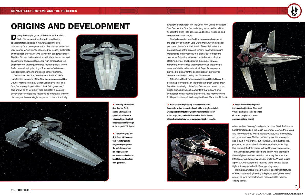 Hardcover Star Wars TIE Fighter book by Insight Editions featuring detailed illustrations and spaceship design.