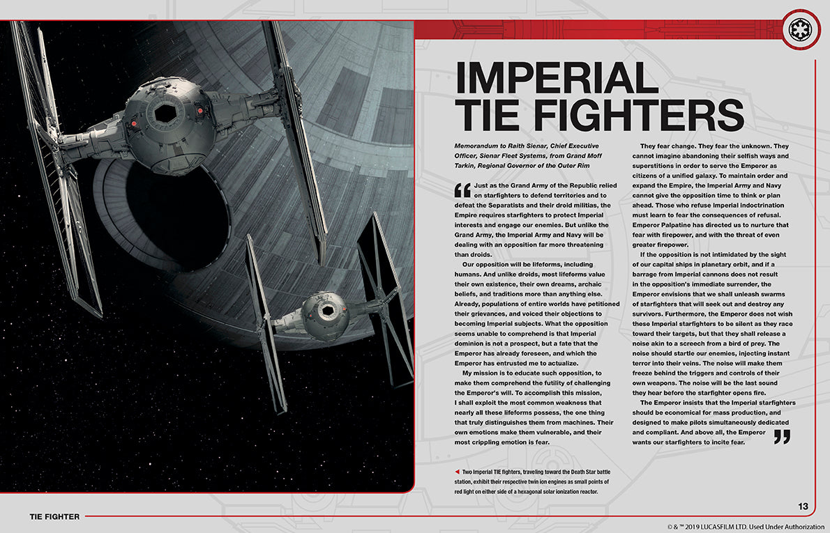 Hardcover book titled "Star Wars TIE Fighter" by Insight Editions with detailed cover art featuring a TIE Fighter spacecraft.