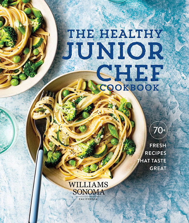 Hardcover "The Healthy Junior Chef Cookbook" by Insight Editions showing colorful food recipes on the cover.