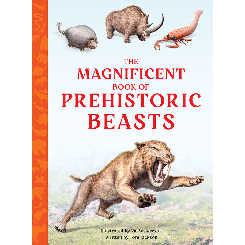 Hardcover book titled "The Magnificent Book of Prehistoric Beasts" by Insight Editions, featuring illustrations of ancient creatures.