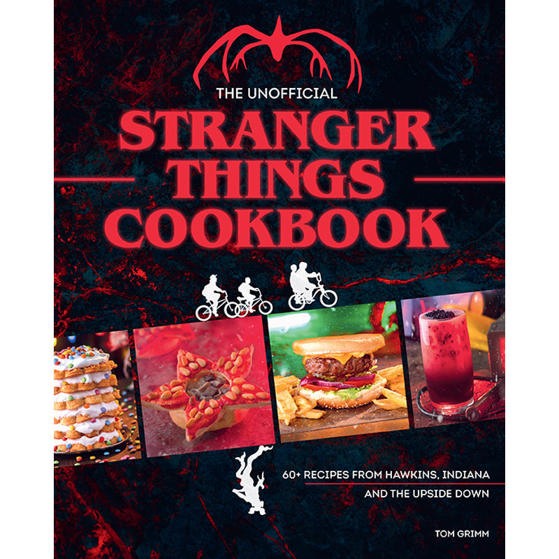 Hardcover of The Unofficial Stranger Things Cookbook by Insight Editions featuring colorful illustrated cover art.
