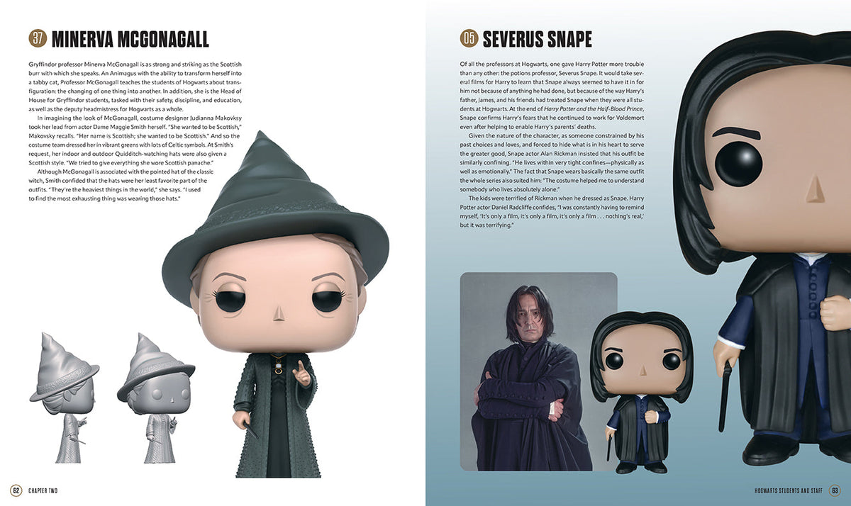 Interior of The World of Funko Harry Potter hardcover book by Insight Editions, featuring colorful illustrations and collectible content.