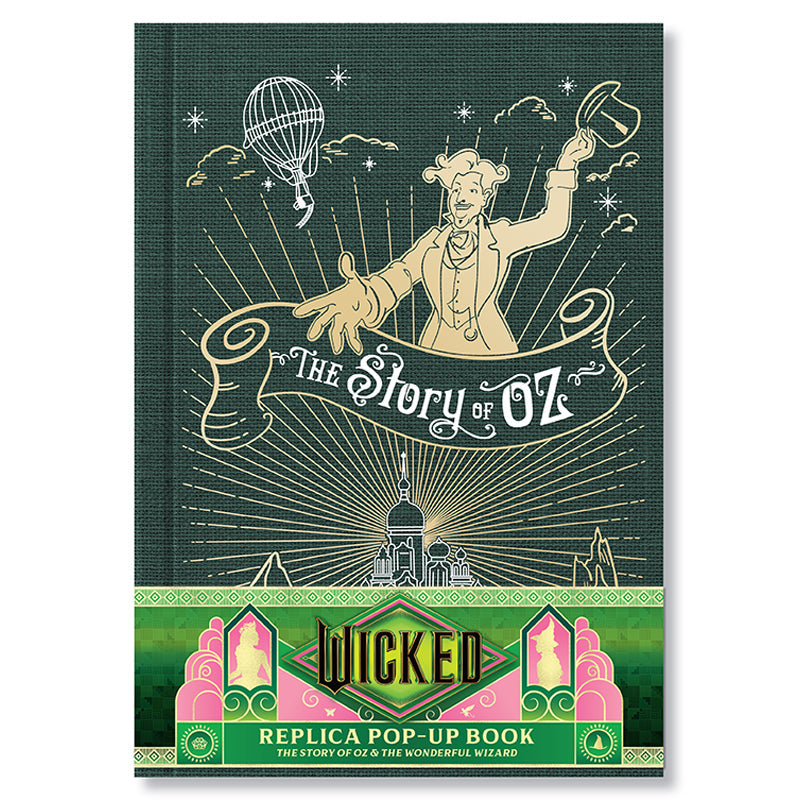 Hardcover replica pop-up book of Wicked: The Story of Oz and the Wonderful Wizard by Insight Editions, featuring colorful cover art.