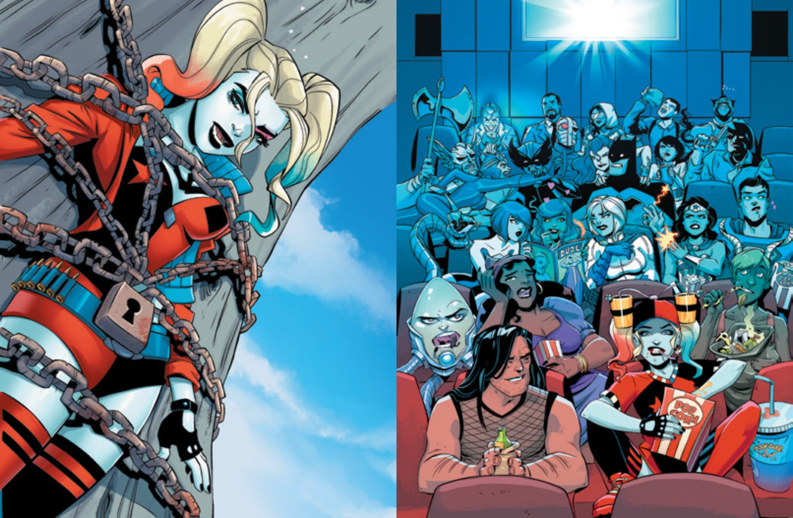Hardcover book with Harley Quinn illustration and jacket from Insight Editions, featuring colorful comic-style artwork.